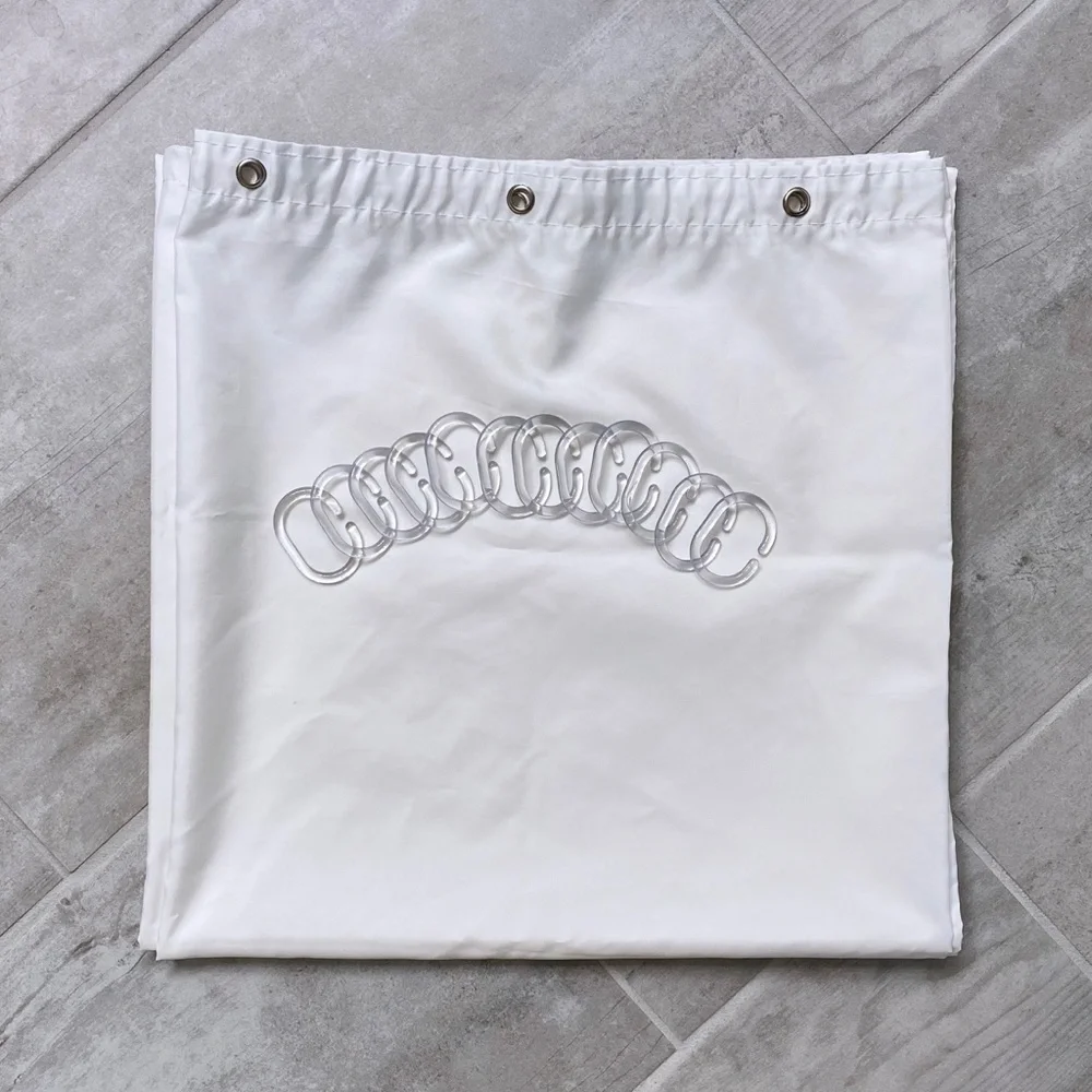 NEW White and Gray Shower Curtains with Rings